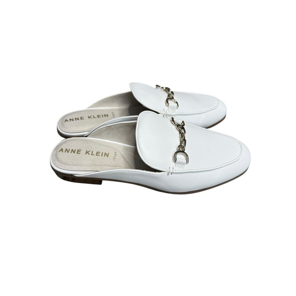 NEW Anne Klein Brantley Bit Loafer Mule Slip-On Shoes Women's 7.5 White Minimal